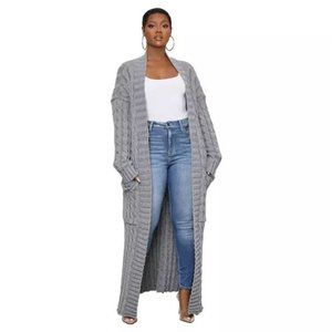 Winter Jacket Women Ladies Loungwear Robe Knitted with Pockets